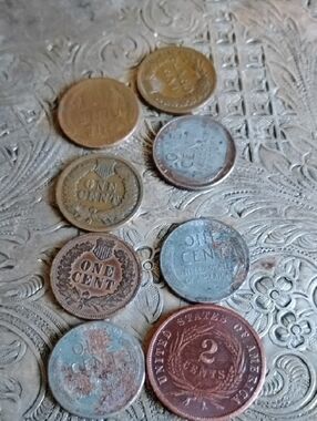 Mixed Antique U.S. One Cent & 2 Cents Coins - Copper Tones